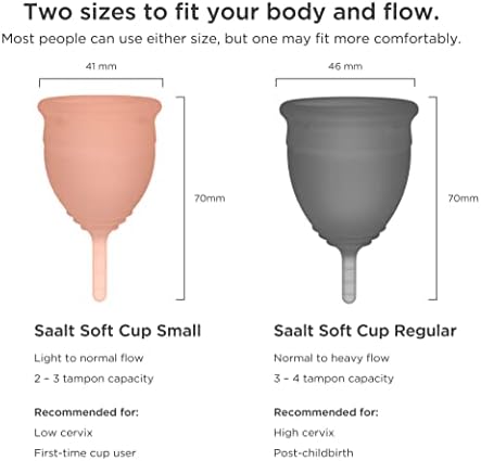 Saalt Puha Menstruációs Csésze - nagyon Puha, Rugalmas - a Legjobb Érzékeny Kupa - Wear 12 Óra - Tampon, illetve Pad Alternatív (Rendszeres
