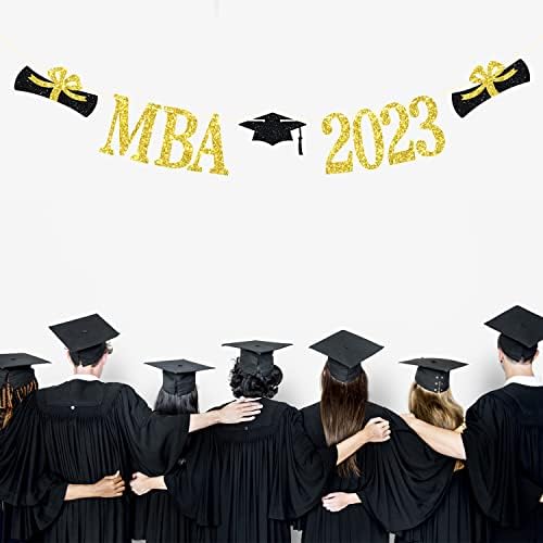 2023 MBA Banner, Gratulálok Mesterek Banner, 2023 Mester Diploma Érettségi Party Dekoráció Arany Glitter