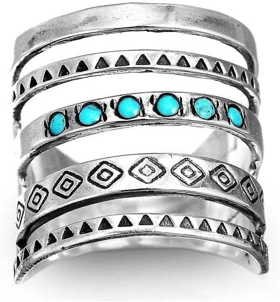 Nyugat Ékszerek Természetes Türkiz Gyémánt Gyűrű a Nők Bohém Türkiz-Ezüst Színű Gyűrű Női Türkiz Ékszer Állítható Évjárat Csillogó