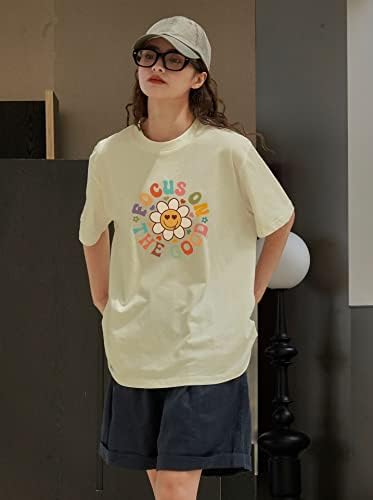 Koncentrálj A Jó Túlméretezett Grafikus Póló Nők Daisy Aranyos Virág Trendi Lányok Preppy Póló