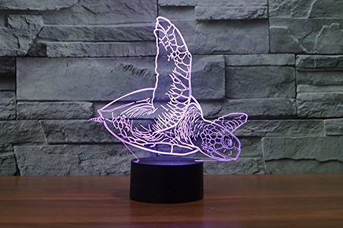Jinnwell 3D Teknős Éjszakai Fény Lámpa Illúzió Állat Éjszakai Fény 7 Szín Megváltoztatása Érintse meg a Kapcsoló Táblázat Asztal Dekoráció