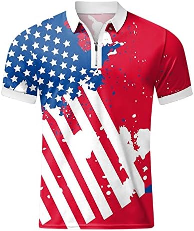 Július 4-Ingek Férfiak számára, Pólók Férfi Retro USA Zászló Nyomtatás Golf Póló július 4-én Hazafi Ing