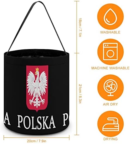 Hazafias Polska lengyel Zászló Halloween Csokit Vagy Csalunk Candy Vödör Táska Újrafelhasználható fogantyúval Party Ajándékok