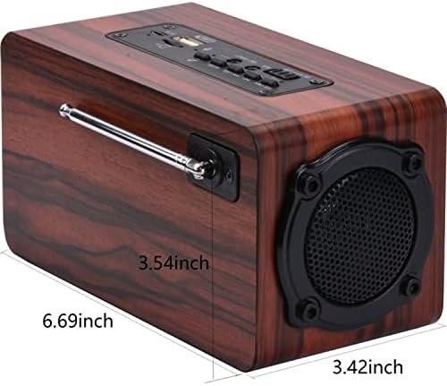 Hordozható Retro Fa Vezeték nélküli Bluetooth 4.2 Hangszóró FM Rádió, Karaoke Mikrofon/USB/TF/AUX Kültéri Otthoni Használatra, Dual Sztereó,