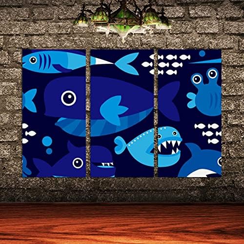A Wall Art a nappaliban, olajfestmény, Vászon, Nagy Bekeretezett Tengeri Kék Víz alatti Delfin Minta Mű Haza Hálószoba Decor 24x48