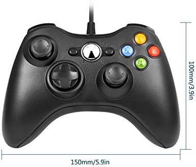 Xbox 360 Controller, YUDEG Vezetékes Gamepad Vezérlő Xbox 360 Csomagolás Nélkül (Fekete) (Felújított)