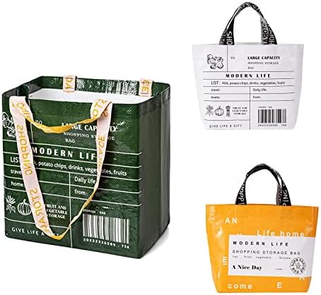 2 Csomag Újrafelhasználható Tote Bags Vásárolni, Hosszú nyelű Hordozható Tartós Bevásárló táska, Élelmiszer Szupermarket Farmer Piac