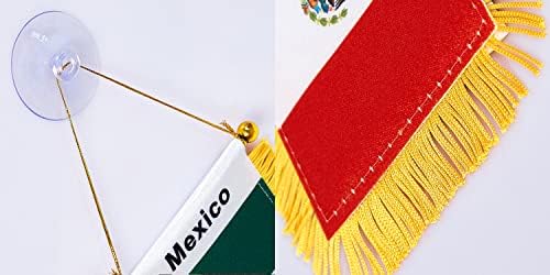 WXTWK 3 X 5 Hüvelyk Mexikói Zászló Mexikói Ablakban Lóg a Zászló Kis Mini Autó Zászló Zászlók Visszapillantó Tükör Dekoráció A tapadókorong