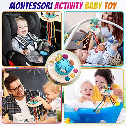 Baba Érzékszervi Játékok, Montessori Húzza String Repülőgép-Utazási Játékok Gyerekeknek 1-3, Montessori Játékok Babák 6-12 Hónap UFO Szilikon
