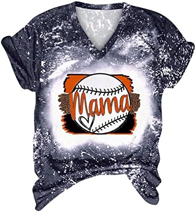 MRGIINRI Baseball Mama Póló Női 2023 Nyári Divat Softball Rövid Ujjú Fehérített Tee Legfeljebb Alkalmi, Laza Fit Blúz