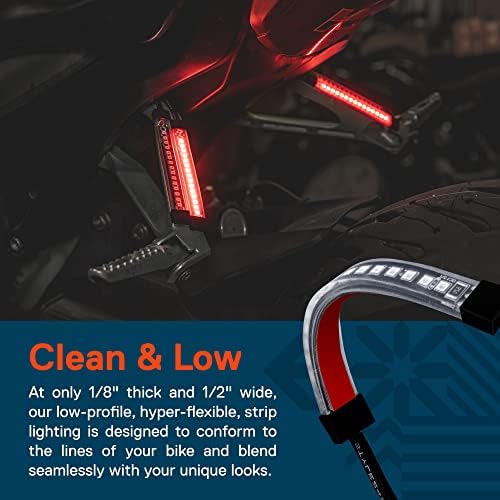 2db 5 Piros LED-es Motorkerékpár-indexet & Fék hátsó Lámpa Csík Készlet [IP68 Vízálló] [Sorba] [50% menetjelző] [ - Os