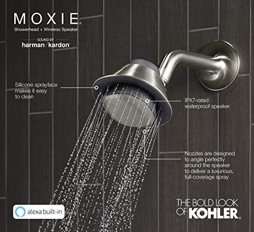 KOHLER Moxie Alexa Funkciós Zuhanyfejjel, Bluetooth Zuhany Hangszóró, Zuhany, Rádió, Újratölthető Hangszóró, Hordozható Hangszóró,