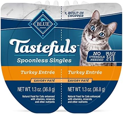 Kék Buffalo Kék Tastefuls Spoonless Egyedülállók Törökország Főétel Felnőtt Pástétom Nedves macskaeledel, 2.6 oz Esetben 10