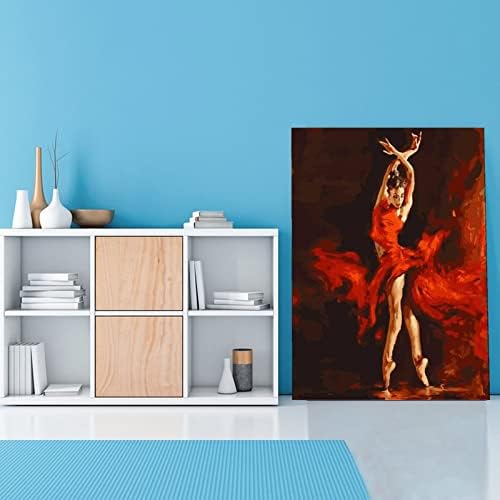 12x16inch(30x40cm) Absztrakt Festmény Nő spanyol Flamenco Táncos Piros Modern Mű Lady Vászon Festmény Hálószoba Fali Dekoráció