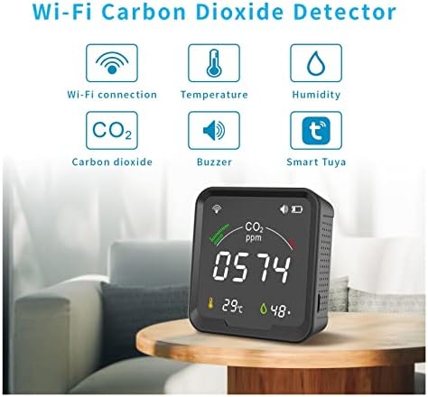 PTH-9CW Tuya Okos WiFi Hőmérséklet Páratartalom Monitor Szén-Dioxid-Érzékelő Üvegházhatást okozó CO2 Érzékelő, a Világos Jelzés