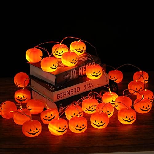 KTKDE Halloween Tök String Fények, Ünnep LED Beltéri Kültéri Dekoráció,30 LED-11.81 ft 3D Vízálló Narancs töklámpás elemes Parti Dekoráció