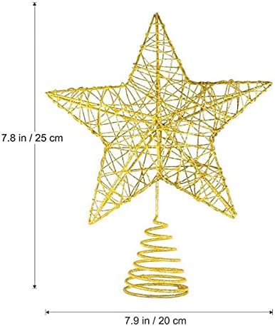 Utavu Karácsonyi Csillag csúcsdíszt -Arany Csillogott Fém Hallow Fa Csillag Egyedi Design - 8 Hüvelyk Alkalmas Általános Méretű karácsonyfa