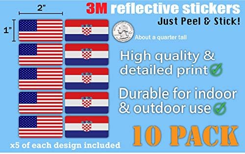 (x10) 3M Fényvisszaverő Horvátország, amerikai Zászló Matricák | Sokoldalú Biztonsági Matricák | Kemény kalapok, laptopok, kerékpárok,
