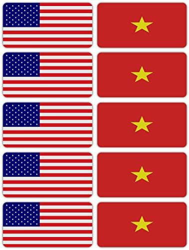 (x10) 3M Fényvisszaverő, Vietnam, amerikai Zászló Matricák | Sokoldalú Biztonsági Matricák | Kemény kalapok, laptopok, kerékpárok,