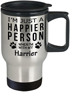 Kutya Szerető Utazási Bögre - Boldogabb Ember A Harrier -Kisállat-Tulajdonos Mentő Ajándékok