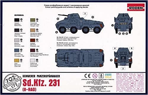 ローデン Roden RE72702 1/72 német Hadsereg Sd.Kfz.231 8 Kerék Páncélozott Autó Műanyag Modell