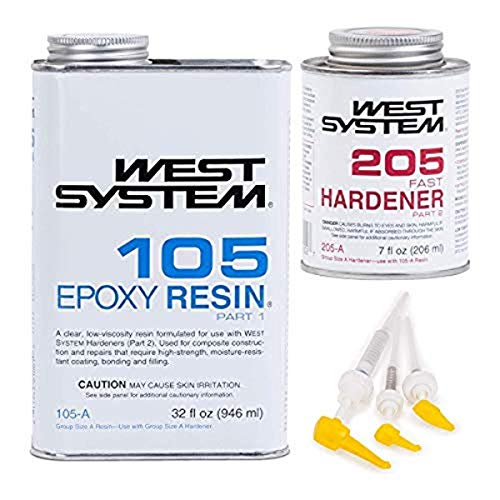 NYUGAT RENDSZER 105A Epoxi Gyanta (32 fl oz) Csomag 205A Gyorsan Epoxi kikeményítő anyag (7 fl oz), valamint 300 Mini Szivattyúk