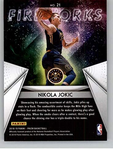 2018-19 Prizm Tűzijáték Kosárlabda 21 Nikola Jokic Denver Nuggets NBA Hivatalos Kártyára A Panini
