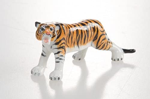 WitnyStore 3¼ Hosszú Tigris Állandó Kerámia Dísz Miniatűr - Dekoratív Porcelán Safari Gyűjthető Afrikai Állatok Vonzó Ajándék,