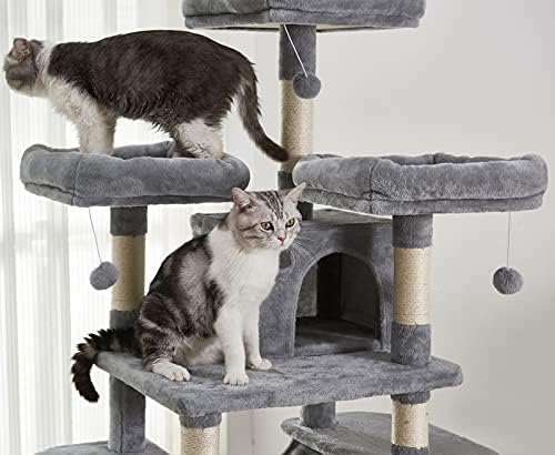 Macska-Torony, 67 Cm Multi-Level Macska Fa, Macskát Lakásban Fa Sisal-Fedett Karcolás Hozzászólás, Párnázott Platform, Függőágy, valamint
