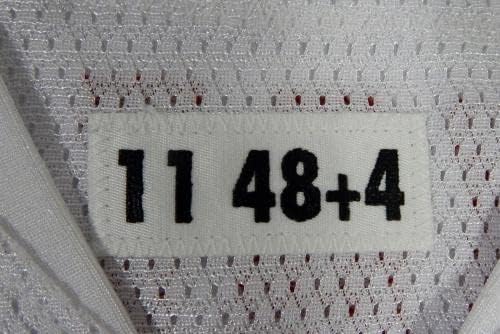 2011-ben a San Francisco 49ers Derek Hall 71 Játék Kiadott Fehér Jersey 48 DP42641 - Aláíratlan NFL Játék Használt Mezek