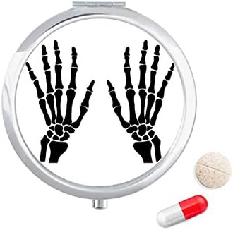 Csontváz Csont Emberi Kéz Fekete Minta Tabletta Esetben Zsebében Gyógyszer Tároló Doboz, Tartály Adagoló