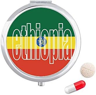 Etiópia Ország Zászló Neve Tabletta Esetben Zsebében Gyógyszer Tároló Doboz, Tartály Adagoló