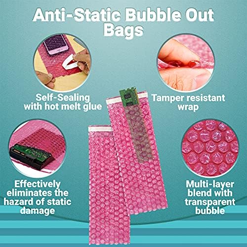 APQ antisztatikus Buborék Ki táska 4 x 10,5 Hüvelyk Csomag 25 Rózsaszín Egyéni Pecsét Buborékos Tasak, Vízálló PE Anti Statikus