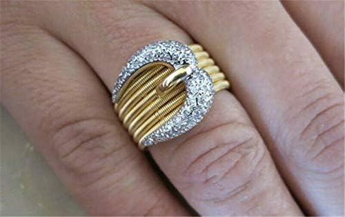 Trükk Pailin Divat 18K Aranyozott & 925 Ezüst Csat Gyűrű, Esküvői Menyasszonyi Javaslat Ékszerek (8)