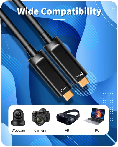DWLCWY Optikai USB C-USB-C Kábel, 10 gbps Sebességű Adatátvitel Optikai Kábel Webkamera,Kamera,VR, stb (33ft)