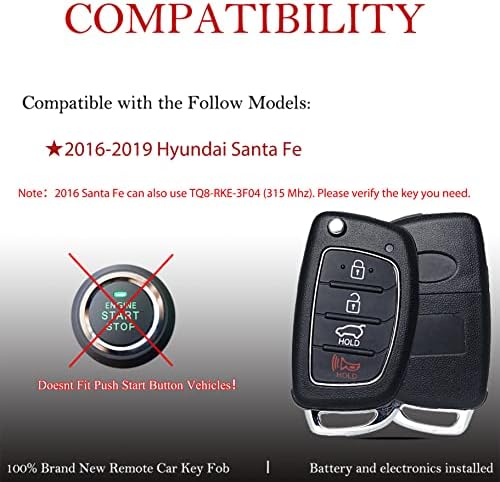 Kulcstartó Távoli Csere Illik a Hyundai Santa Fe 2017 2018 2019 TQ8-RKE-4F31 Kulcsnélküli Bejegyzés Távirányító 95430-2W110 Adó