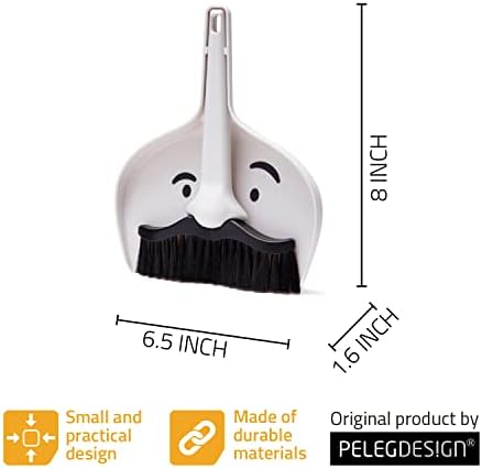 Peleg Design Dustache Kis Lapátot meg Brush Set | Mini Lapátot meg egy Mini Kézi Habverővel Seprű Set | Bajusz Kézi Seprű Tisztító