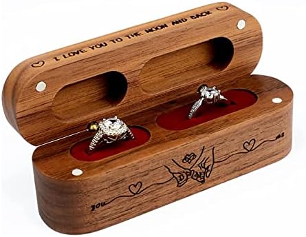 Yhwocd gyűrű doboz javaslat & eljegyzési gyűrű box & gyűrű doboz esküvő，gyűrűhordozó doboz Egyetlen slot, fából készült gyűrű doboz,Háromszög,