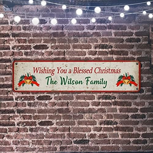 Klasszikus Karácsonyi Adóazonosító Jel Egyéni Nevét szeretném, ha Egy Áldja Karácsonyi Fém Jelek A Wilson Család Bogyók Koszorú Stree