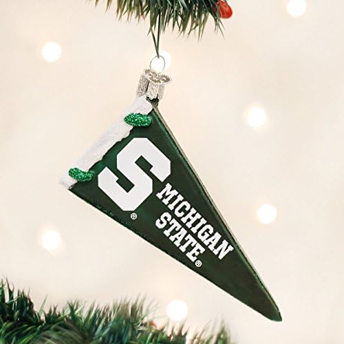 A régi Világban a Karácsony, a Michigan Állami Egyetem Spártaiak Fújt Üveg Díszek a karácsonyfára Zászlót