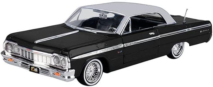 Játék Autók 1964-es Chevy Impala Lowrider Hard Top Fekete Ezüst Felső Alacsony Sorozat 1/24 Fröccsöntött Modell Autó Motormax 79021