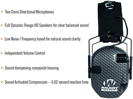 Walker Borotva Slim Ultra Alacsony Profil, Kompakt Design, Állítható Tartomány Felvétel Vadászat hallásvédő Elektronikus Fülvédő