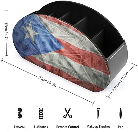 Puerto ricó-i Zászló Dollár Pénz Távirányító Tároló Doboz PU Multi-funkciós TV Távirányító Birtokosai Szervező Doboz 5 Rekeszes