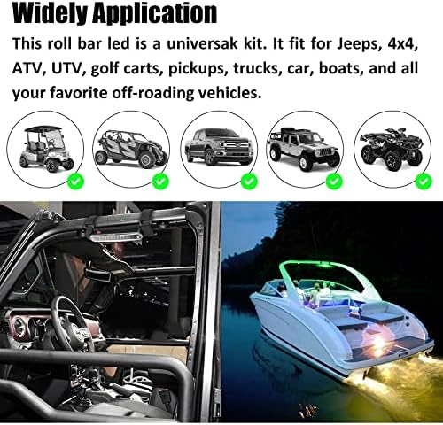 SUNPIE UTV Belső Kupola Fény Kompatibilis Jeep Wrangler UTV ATV Off Road Kerek Roll Bar Ketrec, világítás Fehér, Zöld, 24 LED-Chipek,1