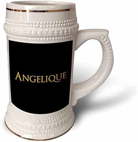 3dRose Angelique népszerű hölgy nevét Amerikában. Sárga, fekete varázsa - 22oz Stein Bögre (stn-364266-1)