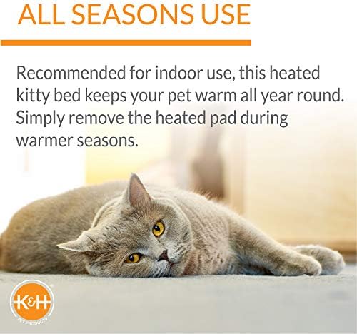 K&H Pet Termékek Thermo-Kitty Fűtött Macska Ágy Kisméretű 16 Hüvelyk Sage/Tan