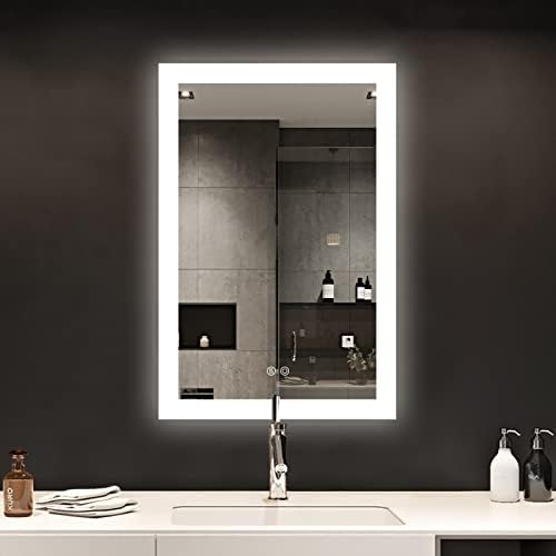 24x36 Coll Led Fürdőszoba Tükör Világítás,Intelligens Megvilágított Tükör a Páramentesítő Gombot, Szabályozható Fény, Memória