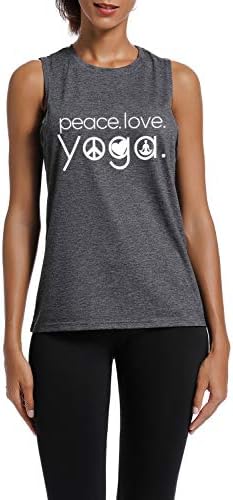 WINGZOO Edzés Tartály Tetejét a Nők-Női Béke, Szeretet Yogo Vicces Mondás Fitness terem Racerback Ujjatlan Ing