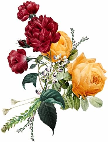Sárga Rózsa Csokor, rizspapír, 8 x 10,5 hüvelyk - 6X 1 Csokor Design Nyomtatott 2 Különböző Méretű a 30gsm Eperfa Papír Látható Szálak