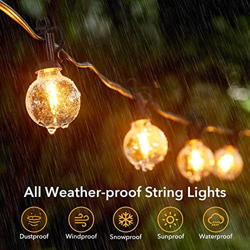 Brightown Szabadtéri String Fények 100FT - LED String Fények G40 Világon, Kerti Világítás, Energiatakarékos 50 LED Izzók, Törhetetlen Lóg